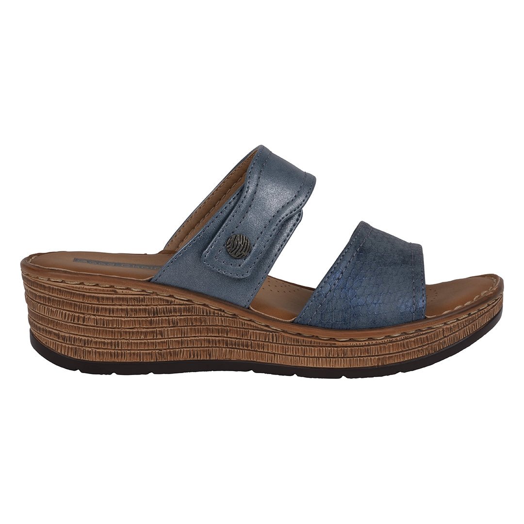 Women's Meli Navy Wedge Sandals - TLW Shoes