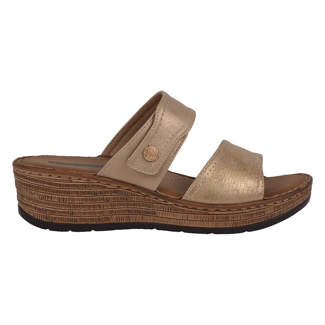 Women's Meli Gold Wedge Sandals - TLW Shoes