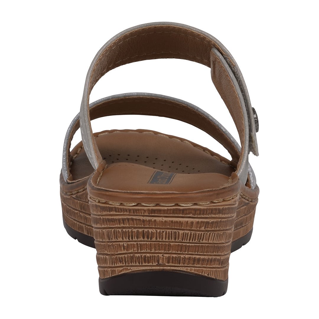 Women's Meli Silver Wedge Sandals - TLW Shoes