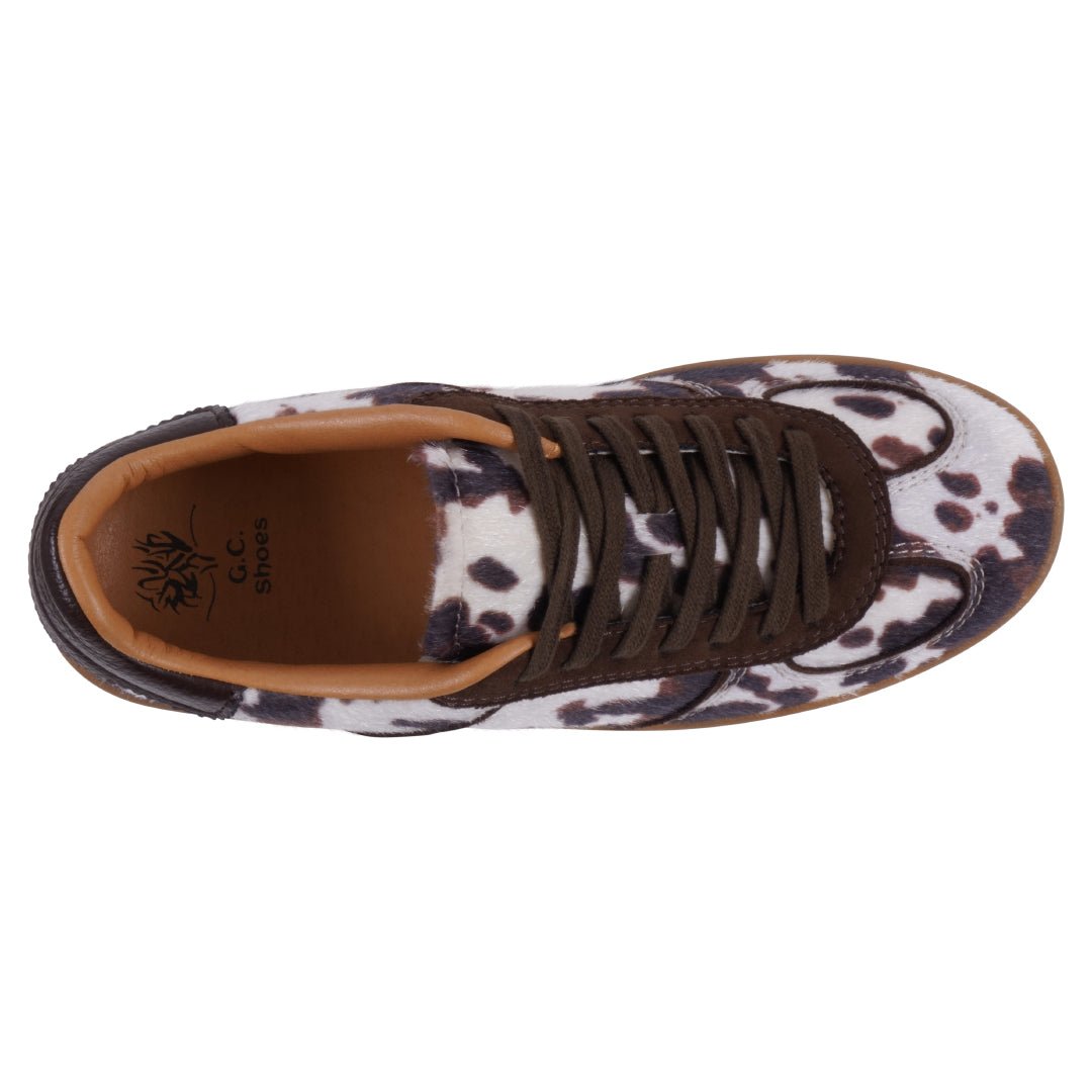 Women's Milan Cow Print Lace Up Sneaker - TLW Shoes