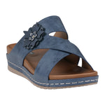 Women's Nessie Blue Flower Comfort Sandals - TLW Shoes