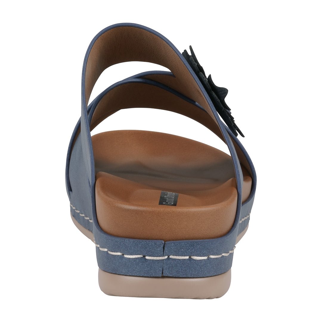 Women's Nessie Blue Flower Comfort Sandals - TLW Shoes