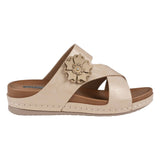 Women's Nessie Gold Flower Comfort Sandals - TLW Shoes