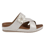 Women's Nessie White Flower Comfort Sandals - TLW Shoes