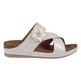 Women's Nessie White Flower Comfort Sandals - TLW Shoes