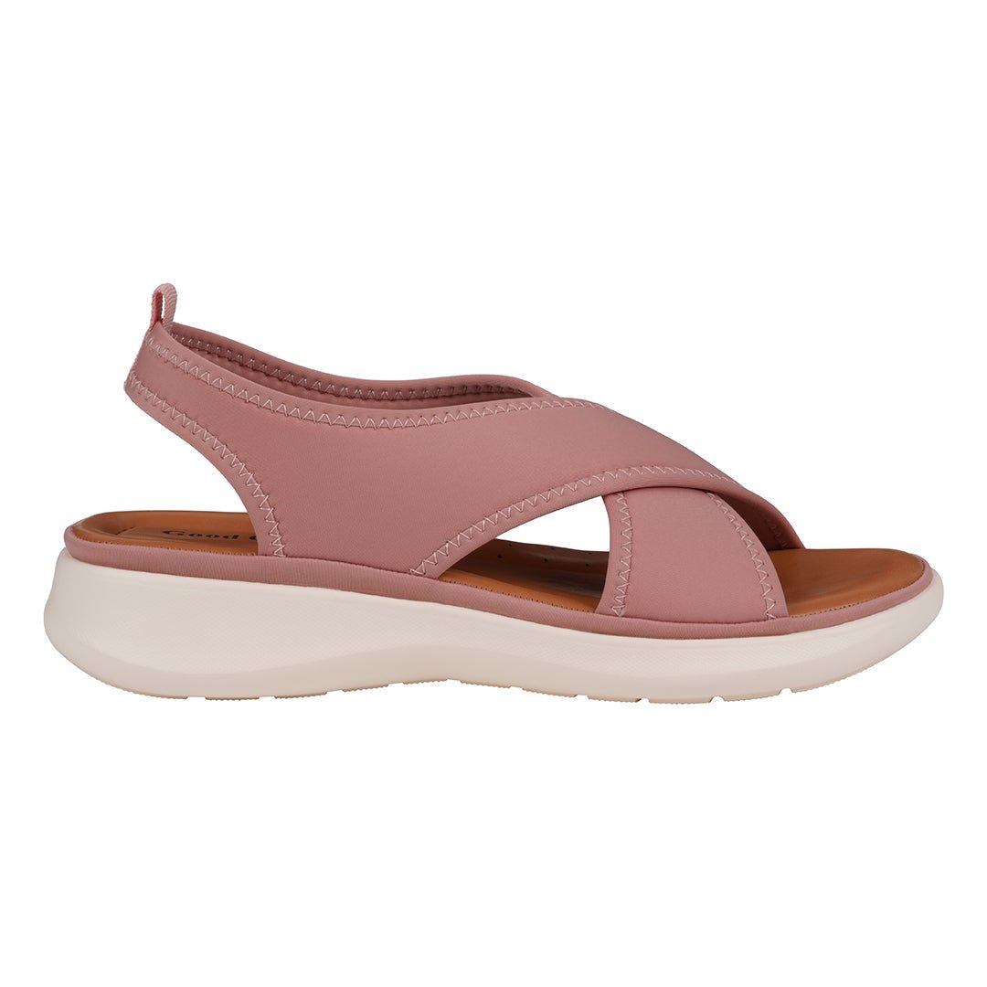 Women's Nixie Blush Stretch Lycra Wedge Sandals - TLW Shoes