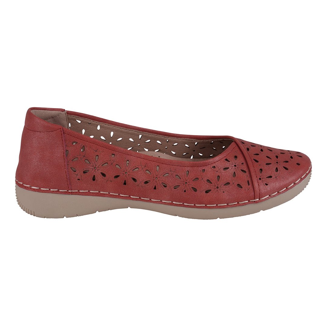 Nysha Red Laser Cut Flats - TLW Shoes