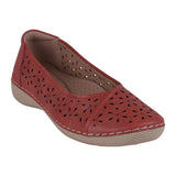 Nysha Red Laser Cut Flats - TLW Shoes
