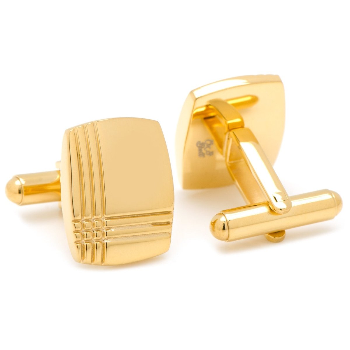 Sterling Silver Gold Tartan Plaid Cufflinks - TLW Shoes