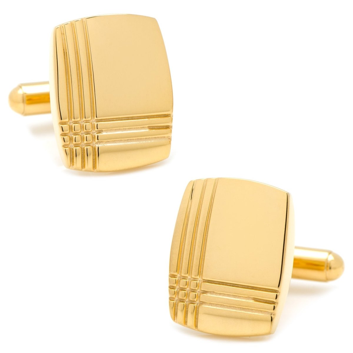 Sterling Silver Gold Tartan Plaid Cufflinks - TLW Shoes