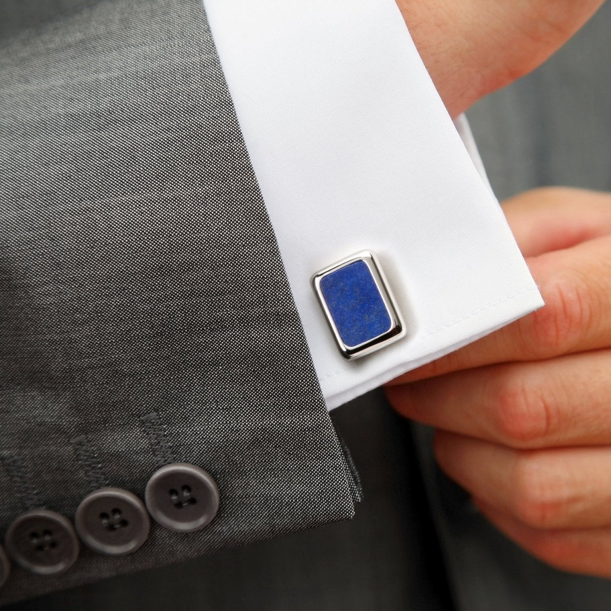 Sterling Silver and Lapis JFK Presidential Cufflinks - TLW Shoes