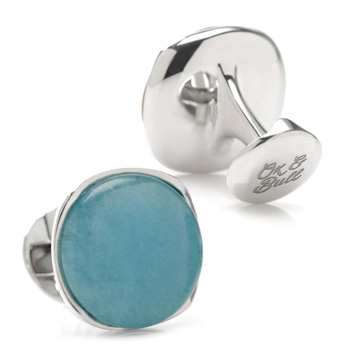 Sterling Silver Classic Formal Aquamarine Jade Cufflinks - TLW Shoes