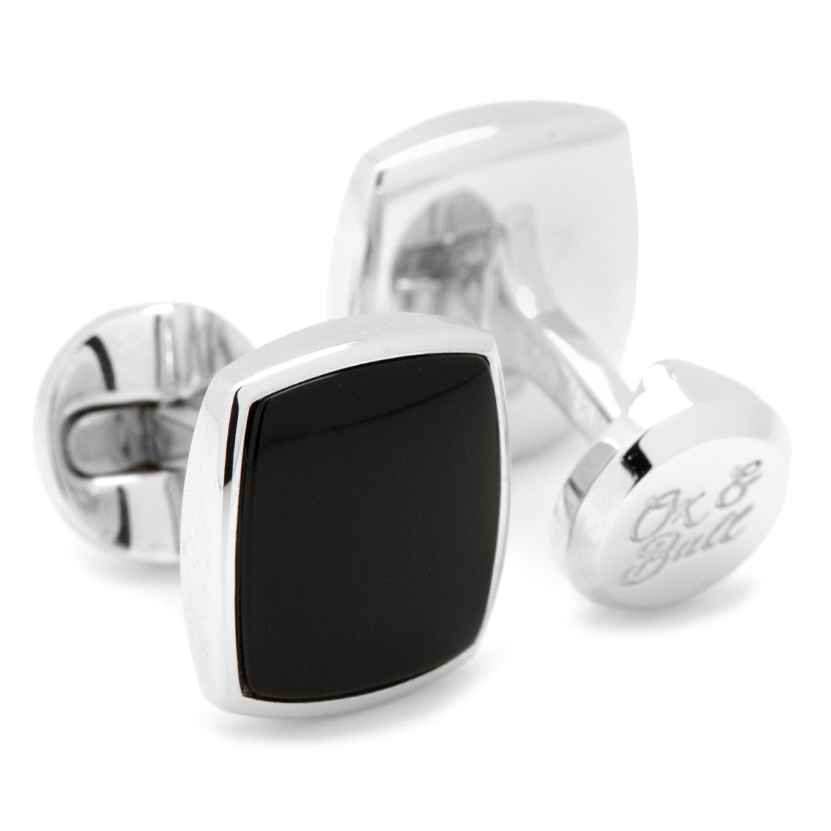 Sterling Silver Classic Cushion Onyx Cufflinks - TLW Shoes