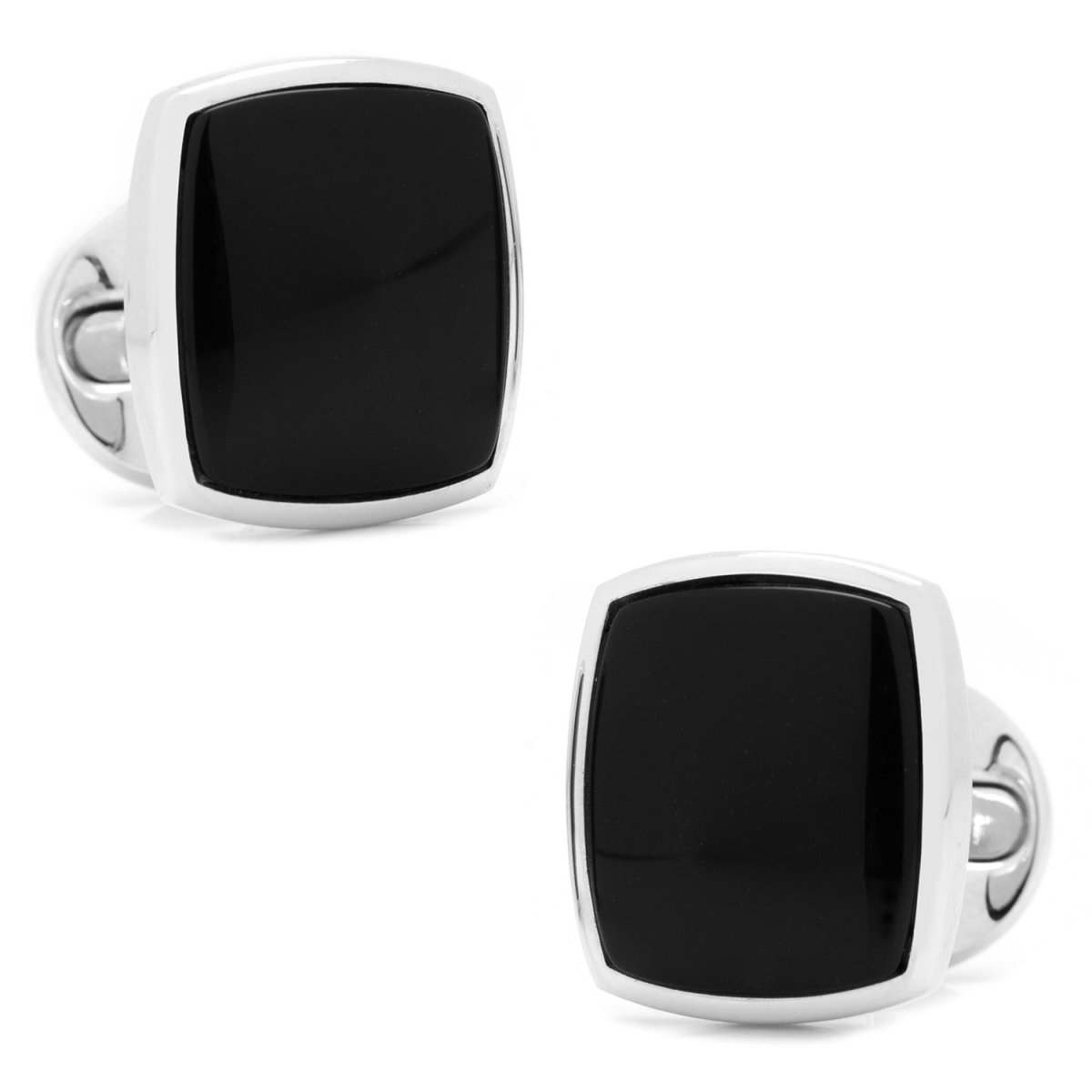 Sterling Silver Classic Cushion Onyx Cufflinks - TLW Shoes