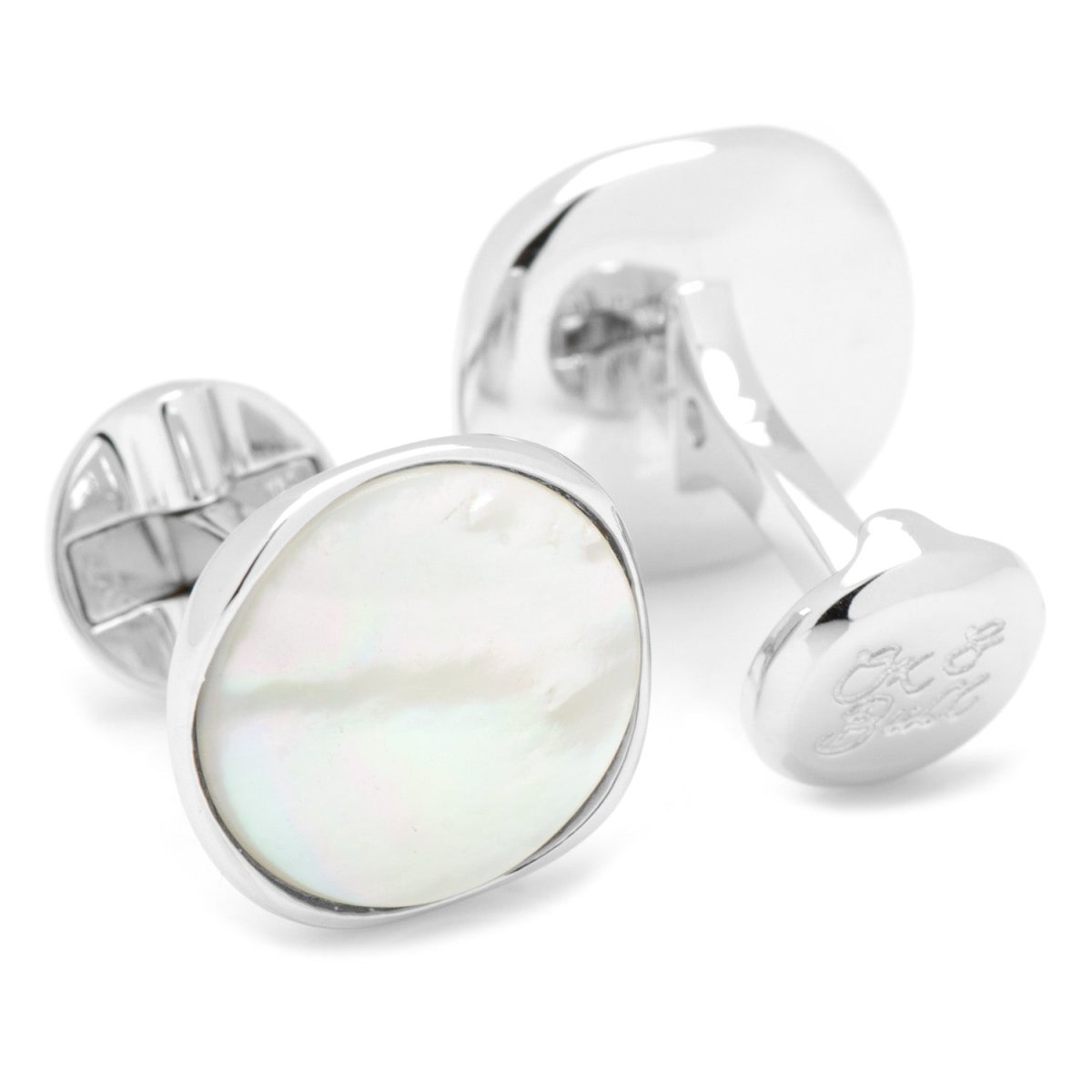 Sterling Silver Classic Formal Mother of Pearl Cufflinks - TLW Shoes