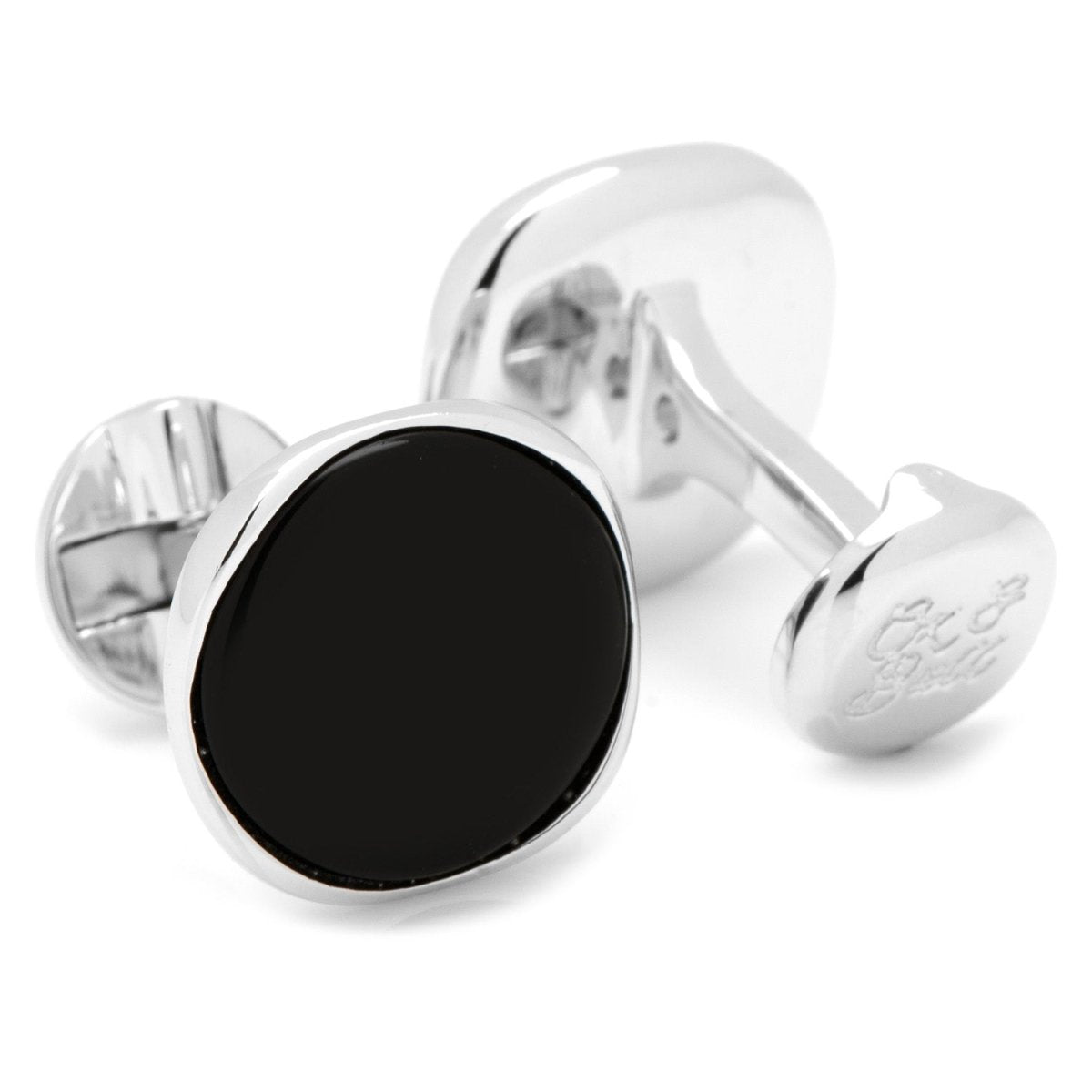 Sterling Silver Classic Formal Onyx Cufflinks - TLW Shoes