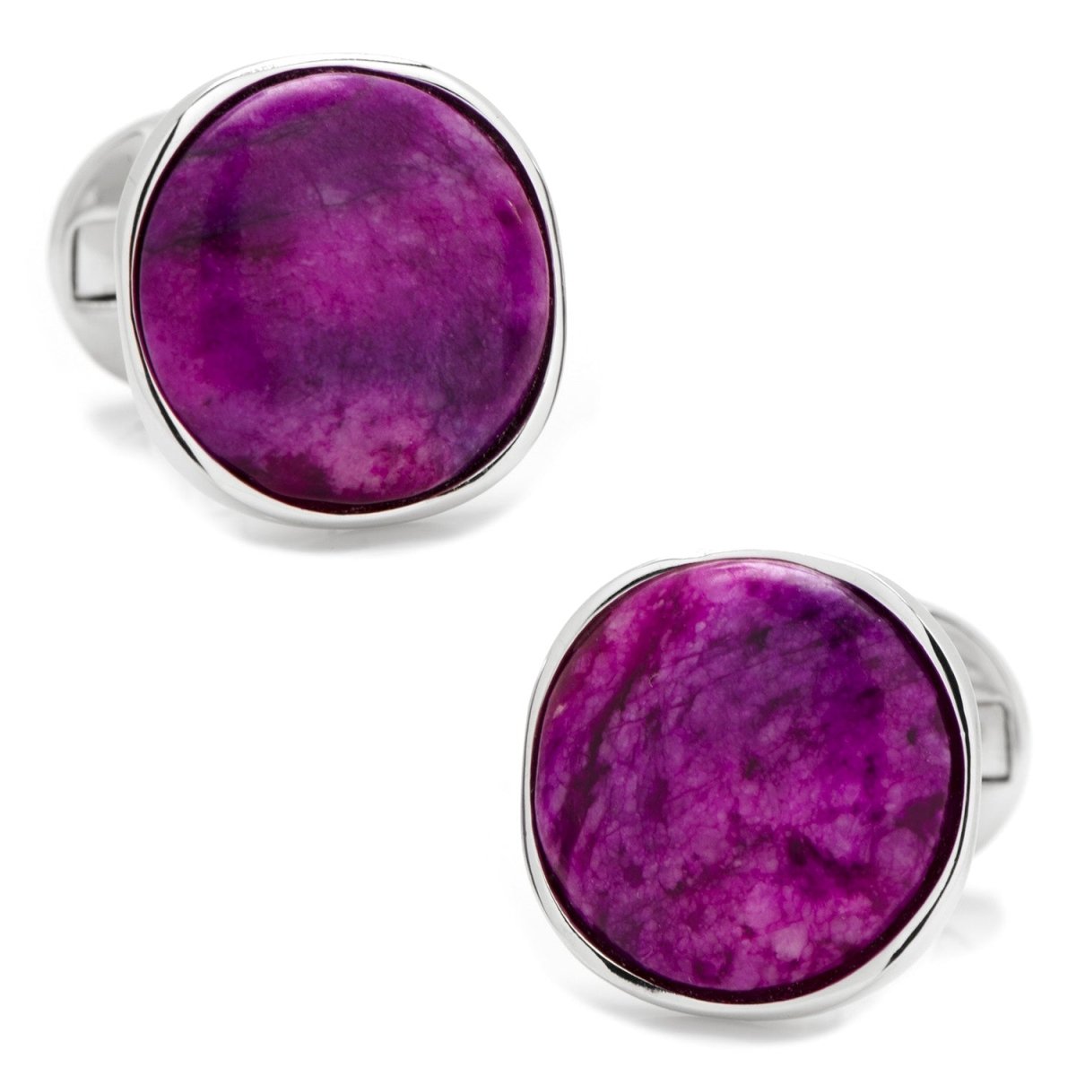 Sterling Silver Classic Round Sugilite Nebula Cufflinks - TLW Shoes