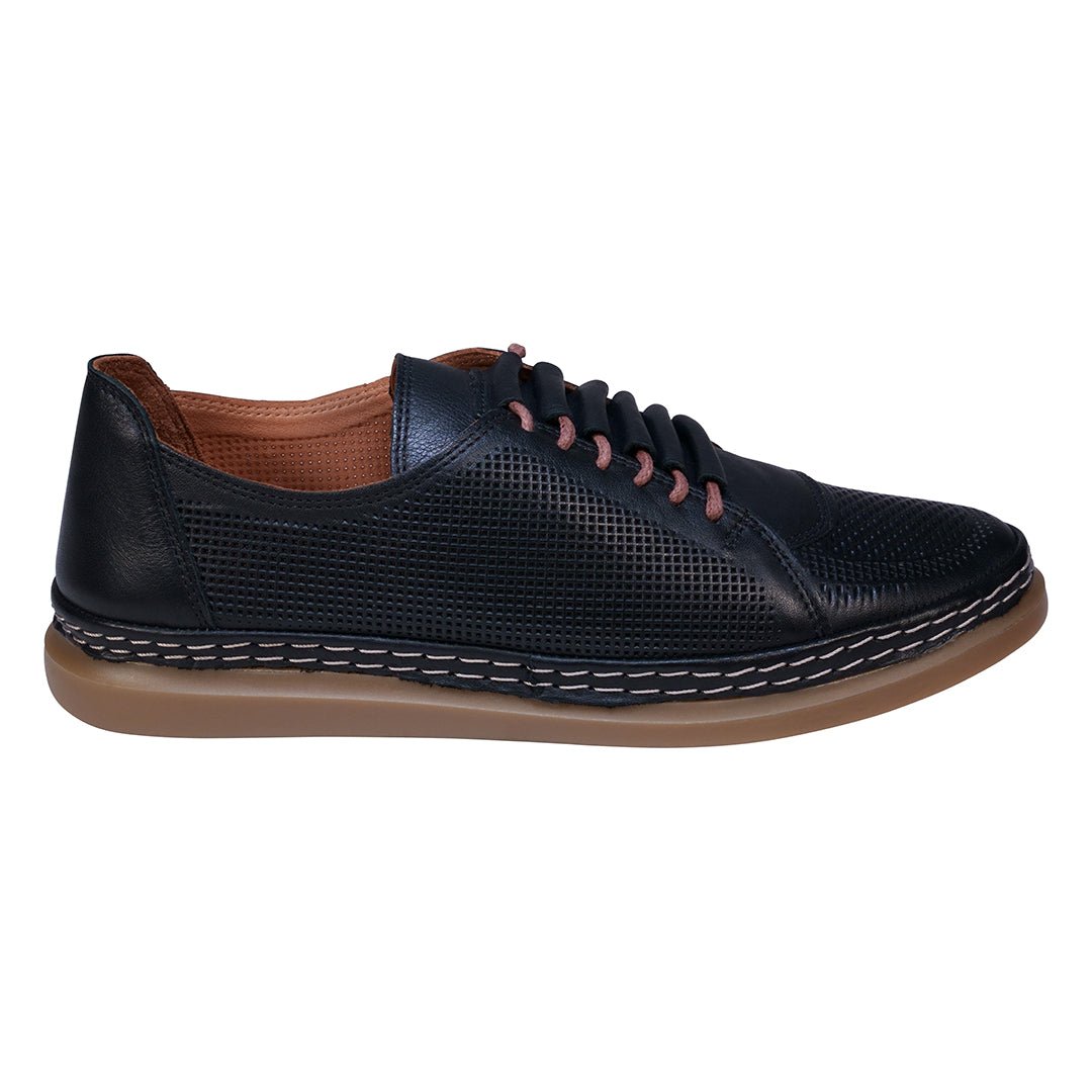 Oscar Black Hidden Lace Perforated Leather Sneakers - TLW Shoes