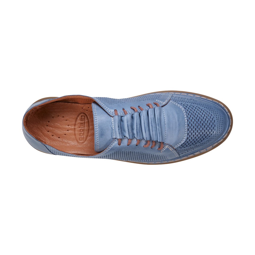 Oscar Blue Hidden Lace Perforated Leather Sneakers - TLW Shoes
