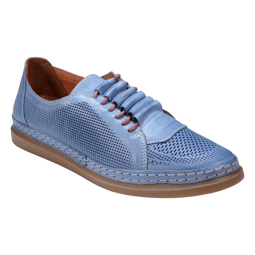 Oscar Blue Hidden Lace Perforated Leather Sneakers - TLW Shoes