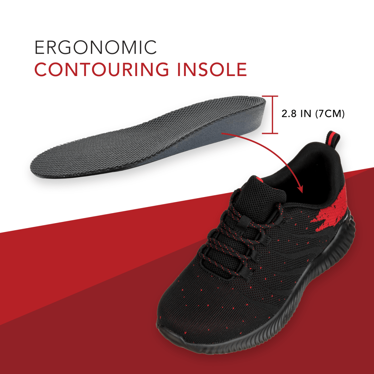 CALTO - Q215 - 2.8 Inches Taller (Black/Red) - Ultra Lightweight - TLW Shoes