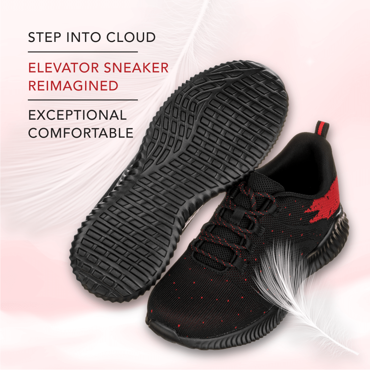 CALTO - Q215 - 2.8 Inches Taller (Black/Red) - Ultra Lightweight - TLW Shoes
