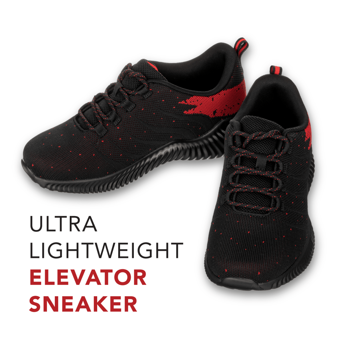 CALTO - Q215 - 2.8 Inches Taller (Black/Red) - Ultra Lightweight - TLW Shoes