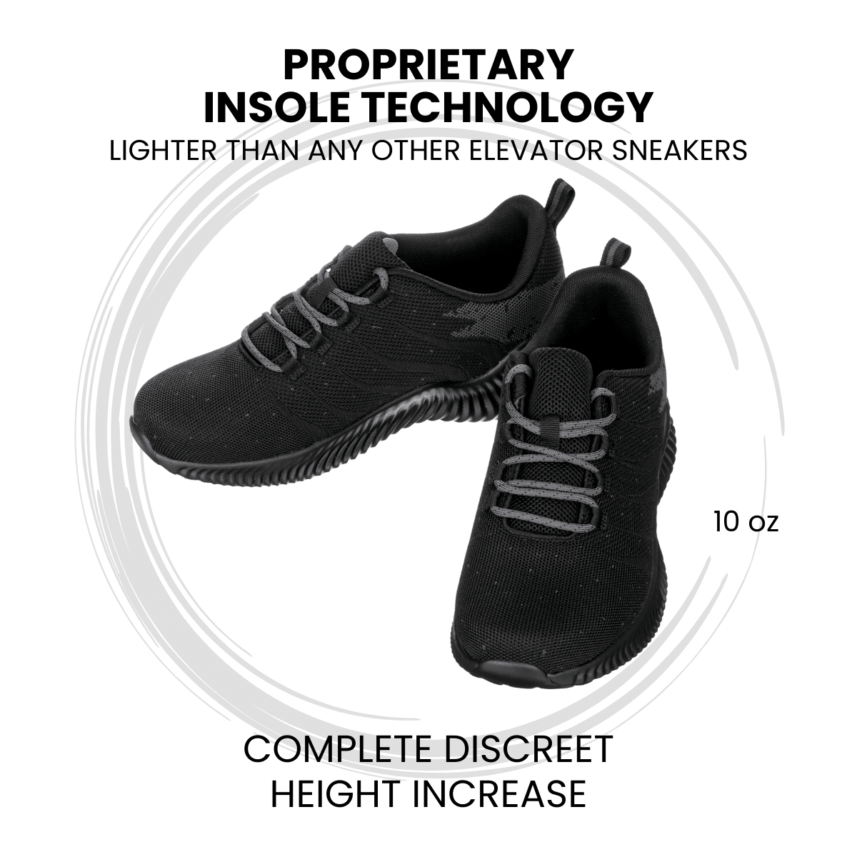 CALTO - Q216 - 2.8 Inches Taller (Black/Grey) - Ultra Lightweight - TLW Shoes