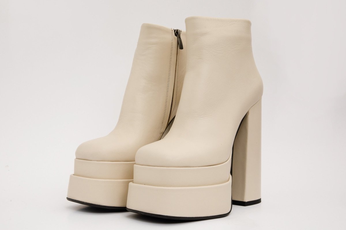 The Latino Cream Leather High Heel Women Boot Final Sale! - TLW Shoes