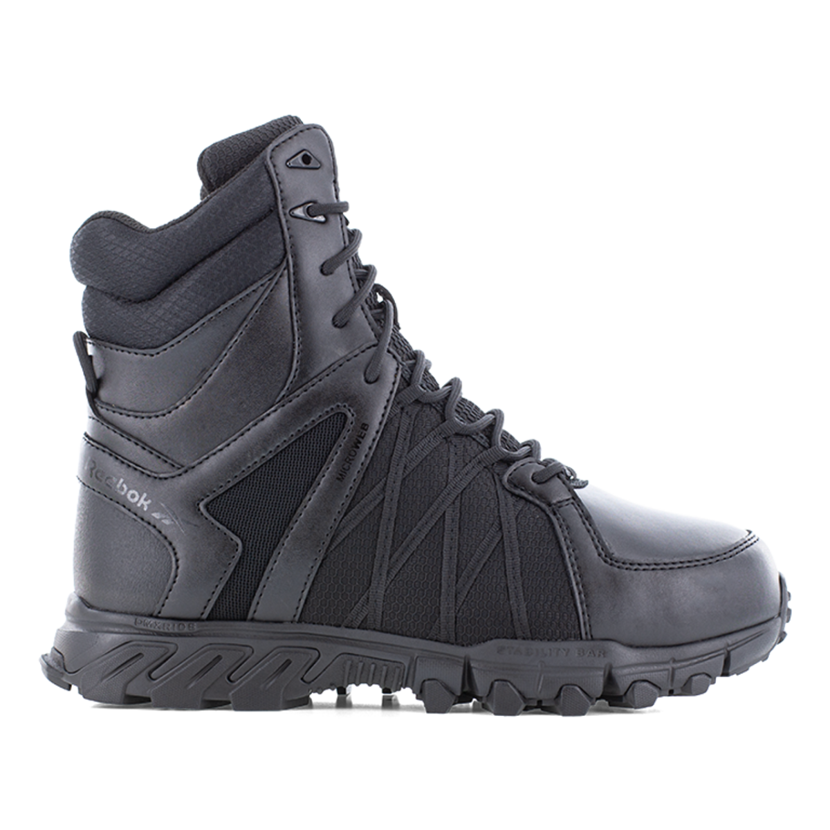 Reebok Work 8" Trailgrip Tactical Boot With Side Zipper Men's Composite Toe Rb3463 In Black - TLW Shoes