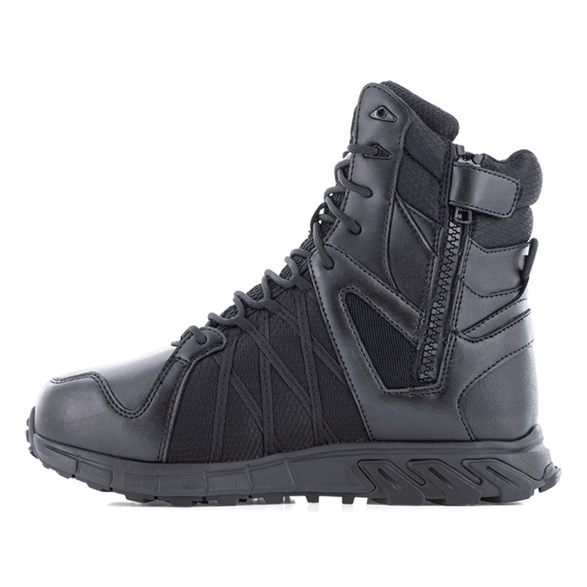Reebok Work 8" Trailgrip Tactical Boot With Side Zipper Men's Composite Toe Rb3463 In Black - TLW Shoes