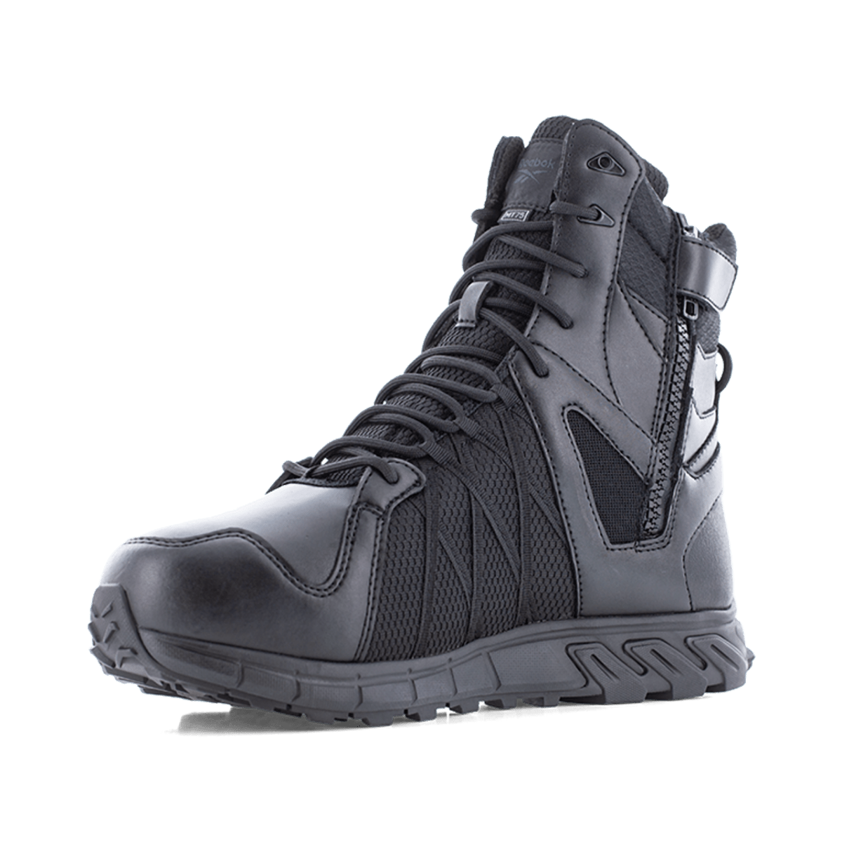 Reebok Work 8" Trailgrip Tactical Boot With Side Zipper Men's Composite Toe Rb3463 In Black - TLW Shoes