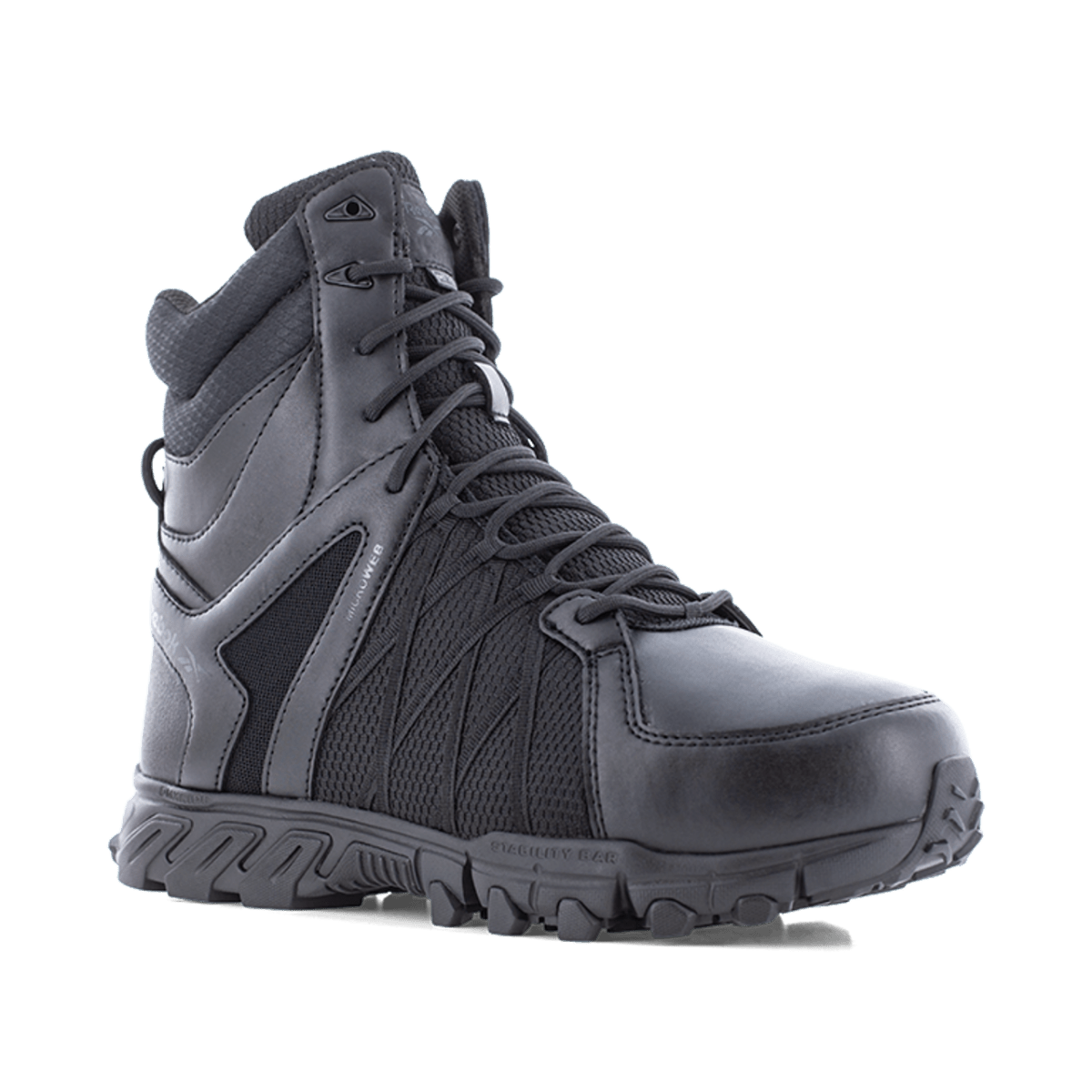 Reebok Work 8" Trailgrip Tactical Boot With Side Zipper Men's Composite Toe Rb3463 In Black - TLW Shoes