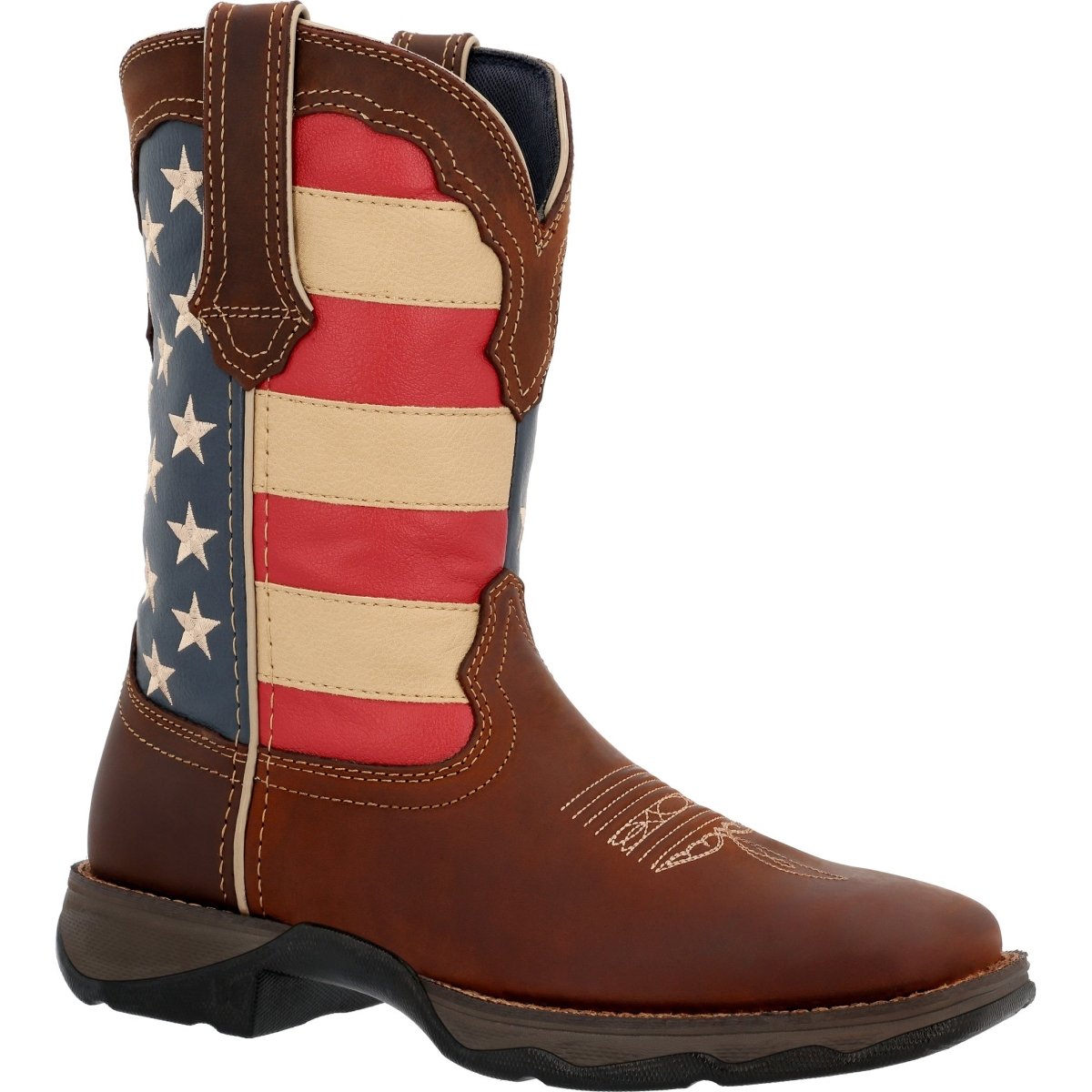 Durango Lady Rebel Pull - On Western Flag Women Work Boots Rd4414 In Brown - TLW Shoes