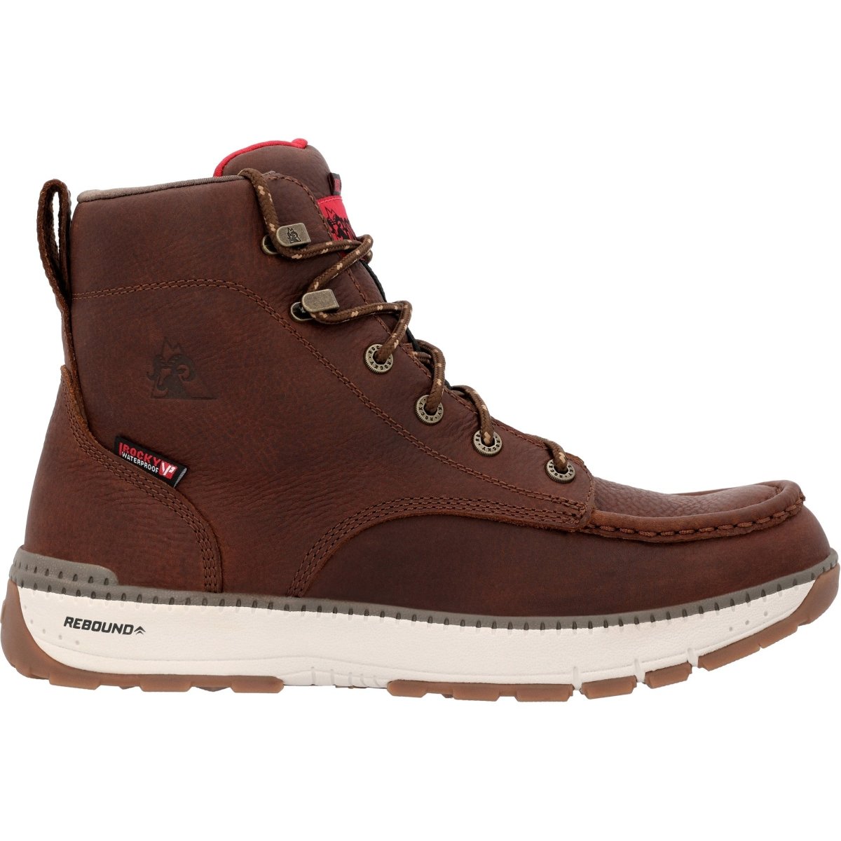 Rocky Rebound Men's Wedge Waterproof Composite Toe Work Boots Rkk0435 In Brown - TLW Shoes