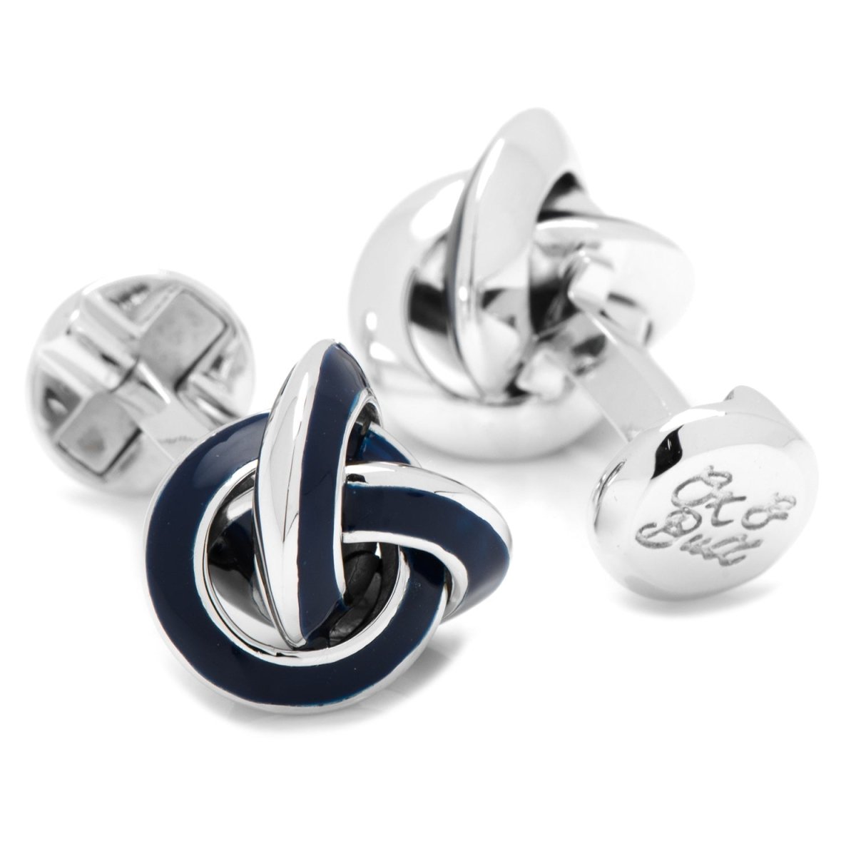 Sterling Blue Enamel Knot Cufflinks - TLW Shoes