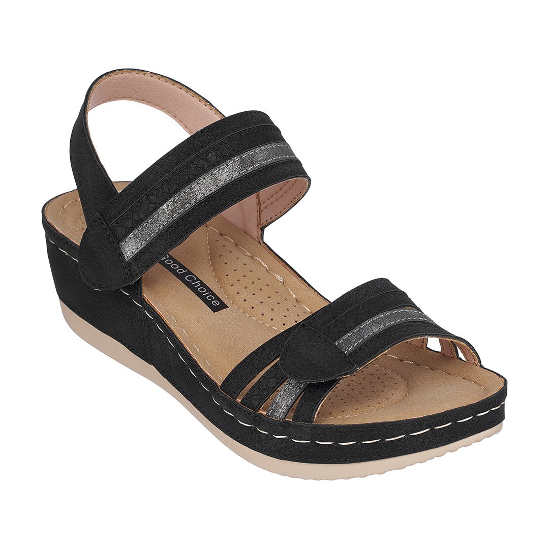Samar Black Wedge Sandals - TLW Shoes