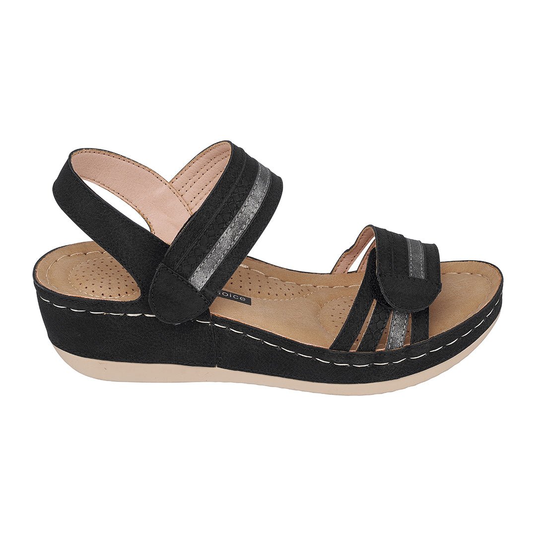 Samar Black Wedge Sandals - TLW Shoes