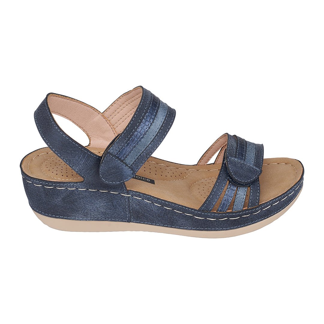Samar Blue Wedge Sandals - TLW Shoes