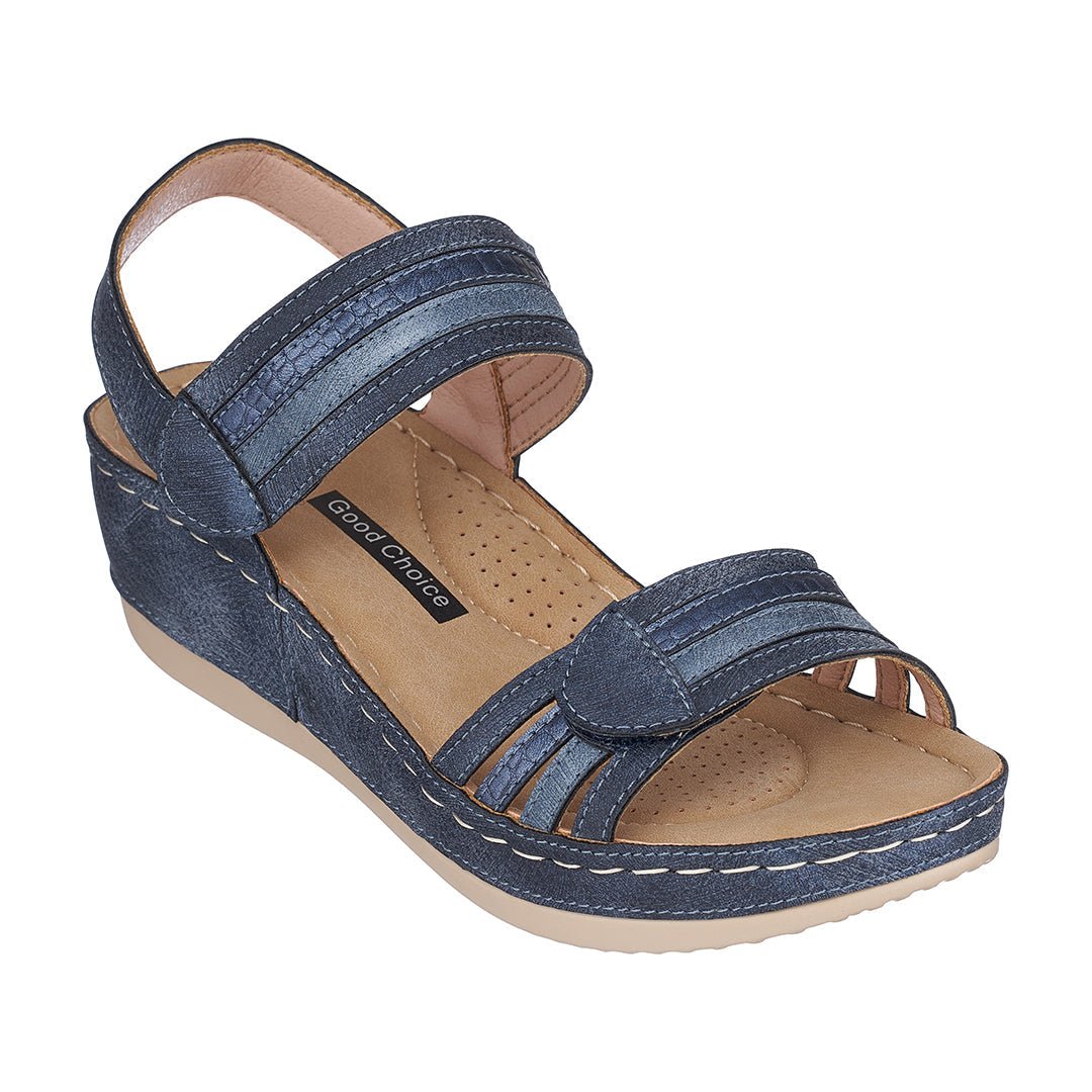 Samar Blue Wedge Sandals - TLW Shoes