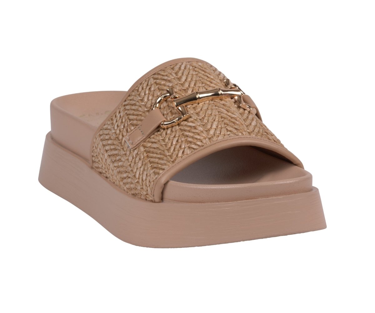 Women's Sari Natural Woven Slide Platform Sandals - TLW Shoes