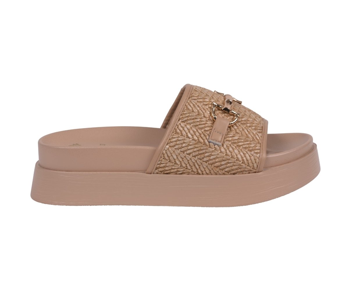 Women's Sari Natural Woven Slide Platform Sandals - TLW Shoes