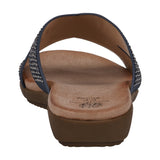 Women's Sharlene Navy Embellished Cross - Strap Flat Sandals - TLW Shoes