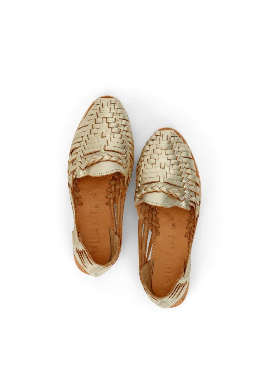 GOLD LEATHER HUARACHE - TLW Shoes