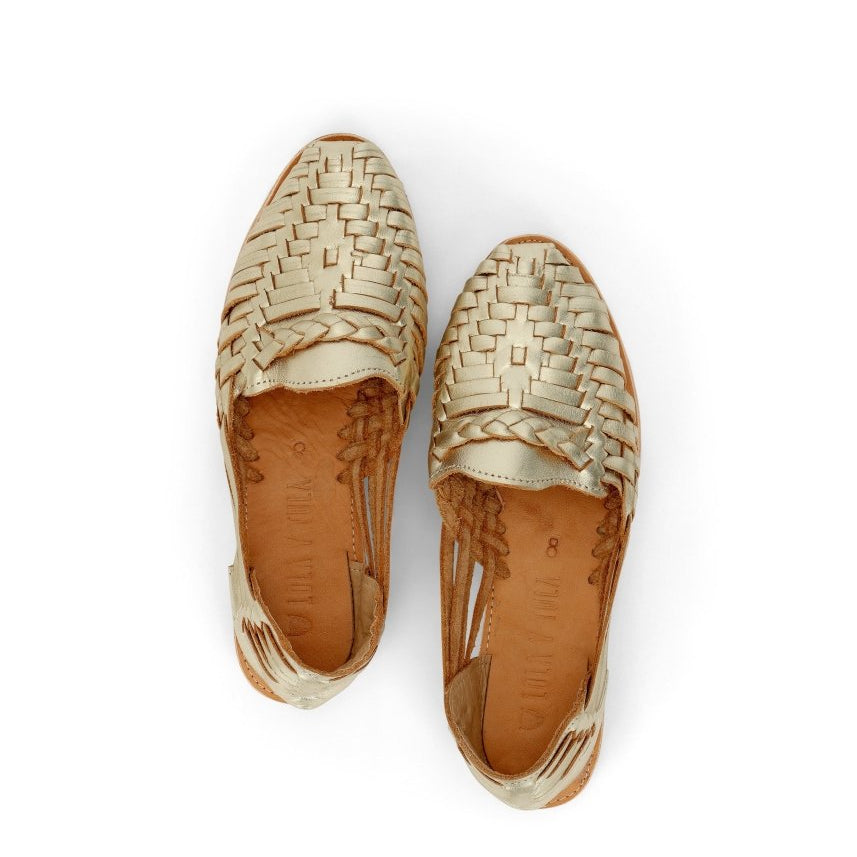 GOLD LEATHER HUARACHE - TLW Shoes