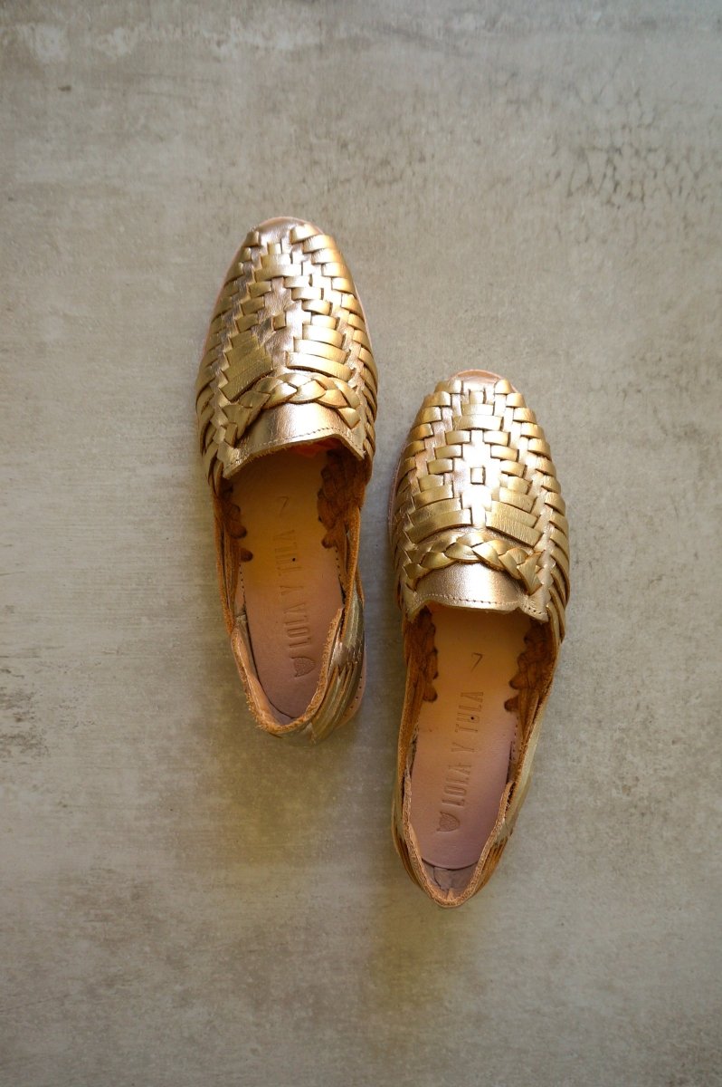 GOLD LEATHER HUARACHE - TLW Shoes