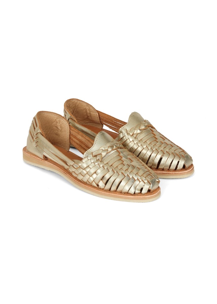 GOLD LEATHER HUARACHE - TLW Shoes