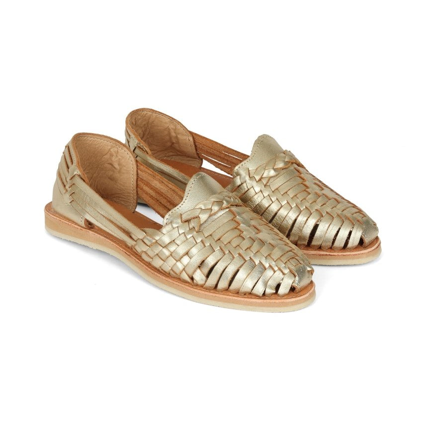 GOLD LEATHER HUARACHE - TLW Shoes