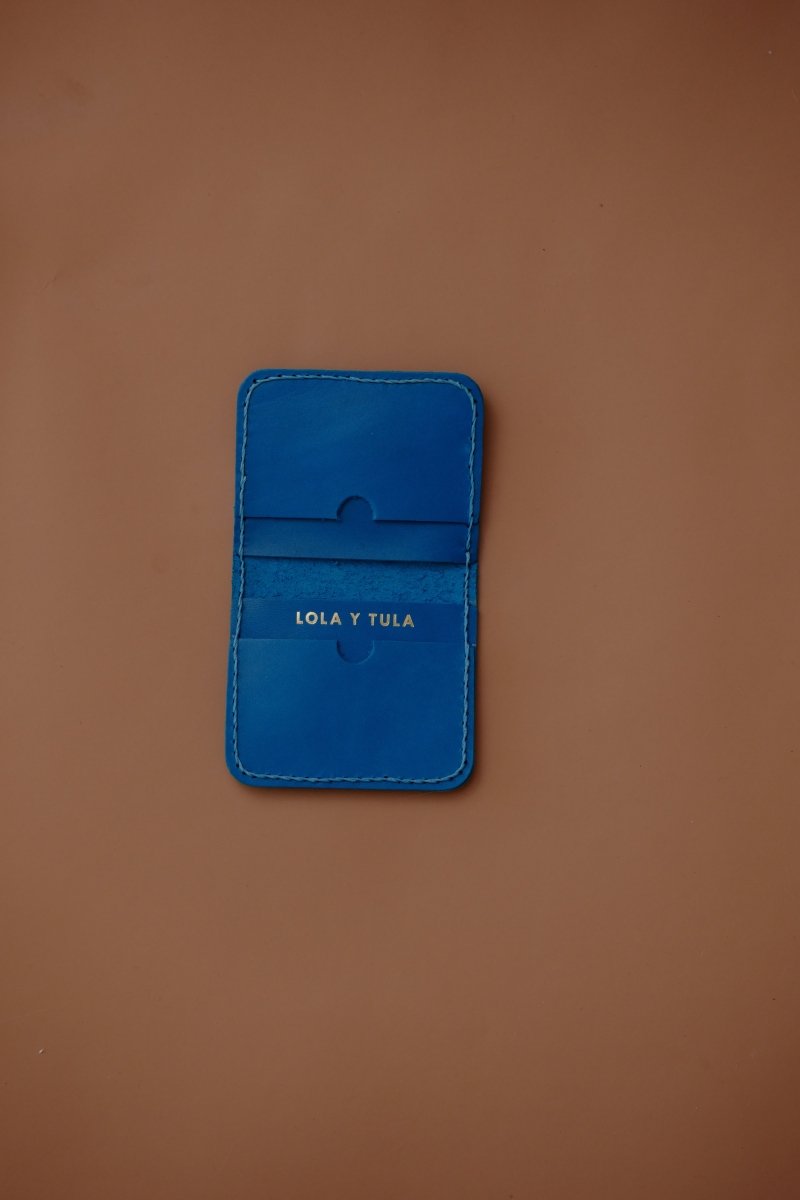 LEATHER CARDHOLDER WALLET // PACIFIC BLUE - TLW Shoes
