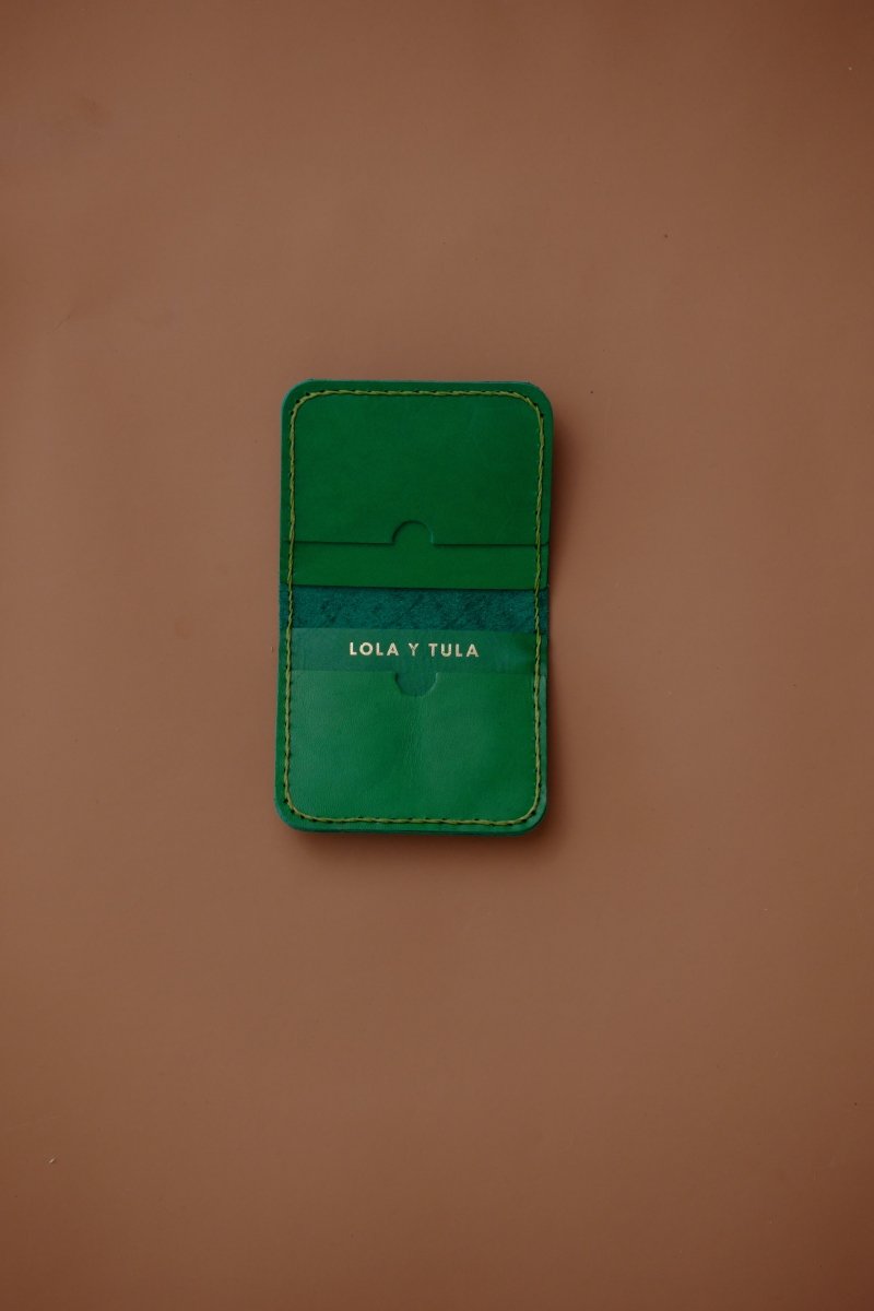 LEATHER CARDHOLDER WALLET // EMERALD - TLW Shoes